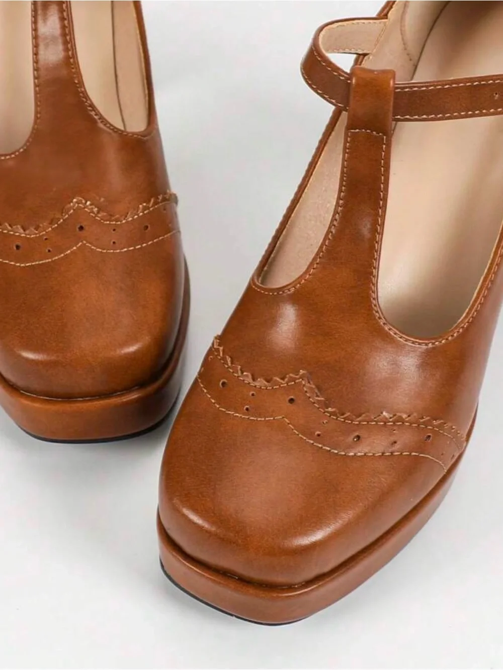Classic Brown Mary Jane Platform Heels